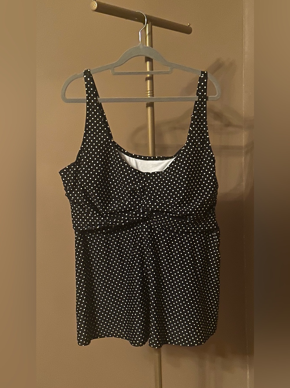 Shade & Shore Black Polka Dot Tankini Top
